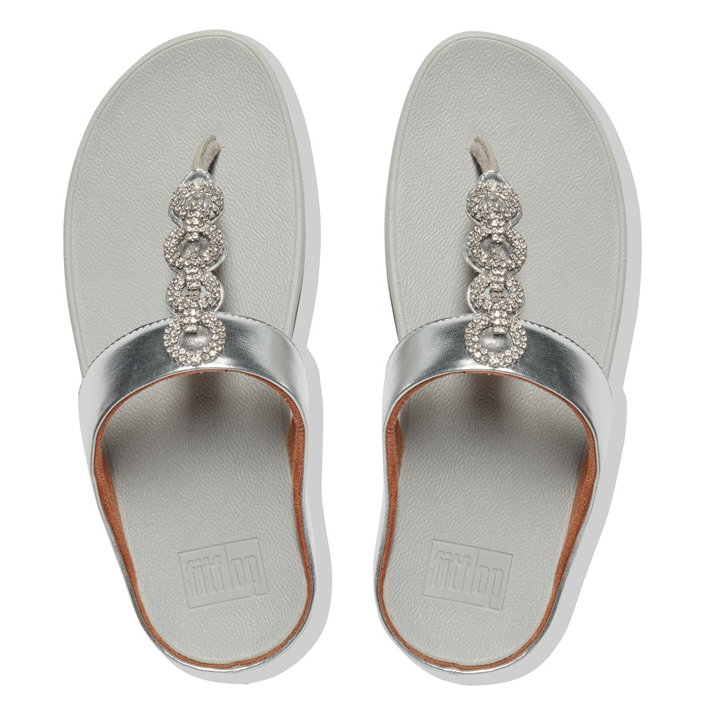 Fitflop Womens Sandals Silver - Fino Sparkle Toe-post - TI9012635